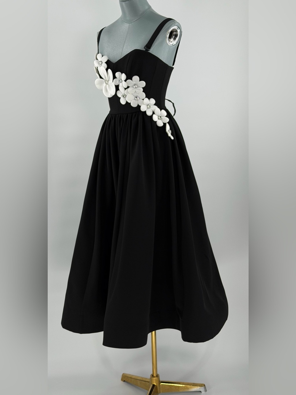 🆕 BRONX & BANCO 🧿 NWOT Inara Floral Midi Dress, Black & White - Sz XS US 2 - Picture 11 of 17